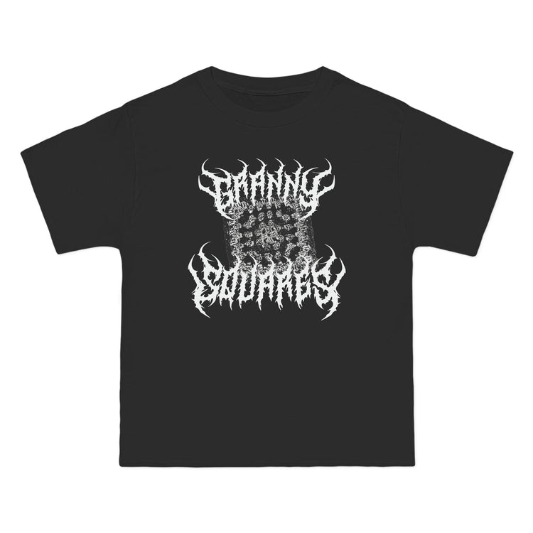 Plus Size Black Metal Granny Square T-Shirt T-Shirt Printify Black 3XL