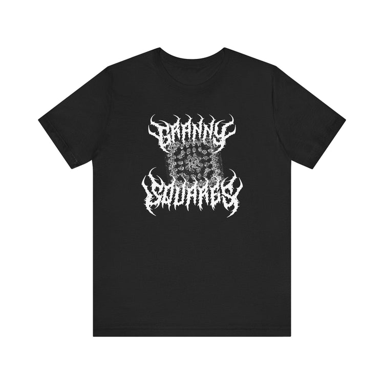 Metal Logo Granny Square T-Shirt T-Shirt Printify Black S