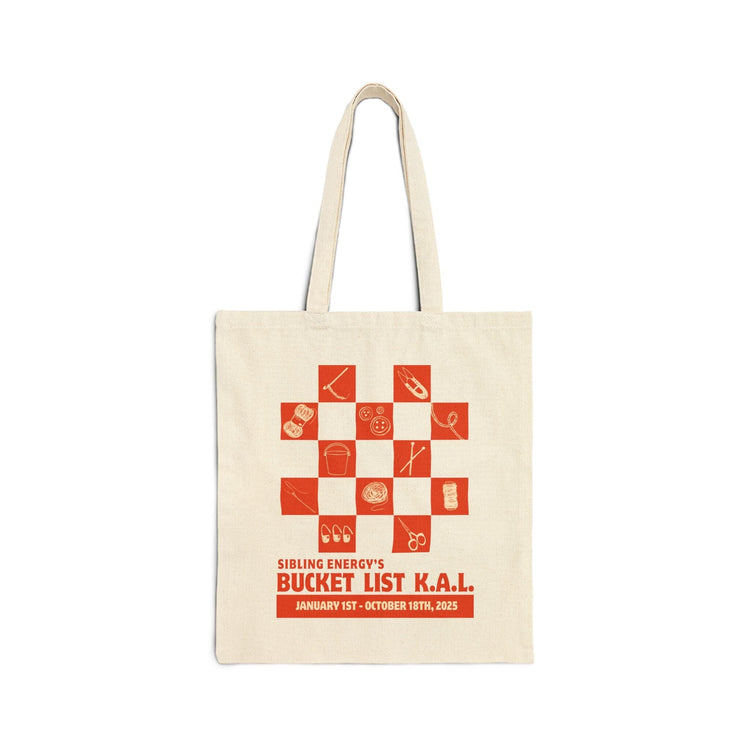 Sibling Energy Bucket List KAL Cotton Tote Bags Printify Natural 15" x 16"