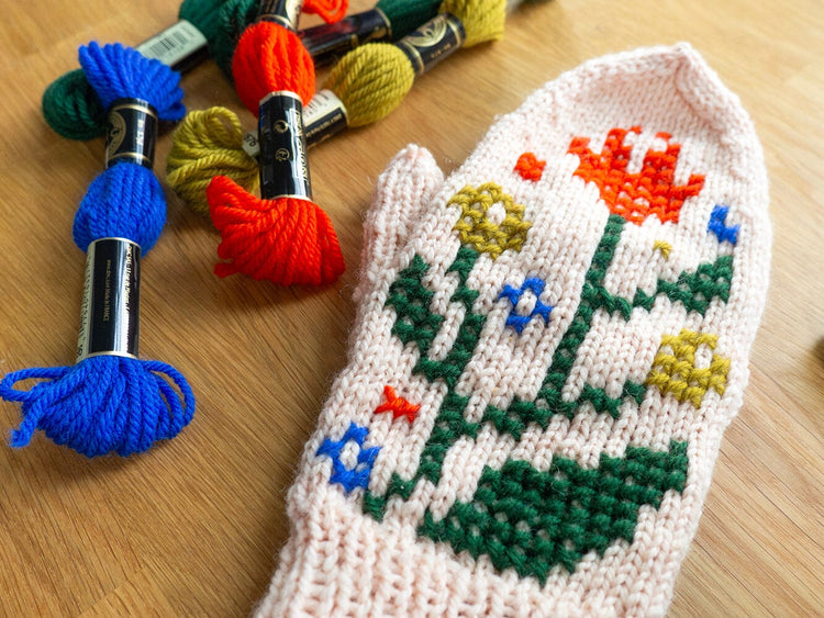 Floriography Mitten Pattern patterns Emtothethird Yarn Co.