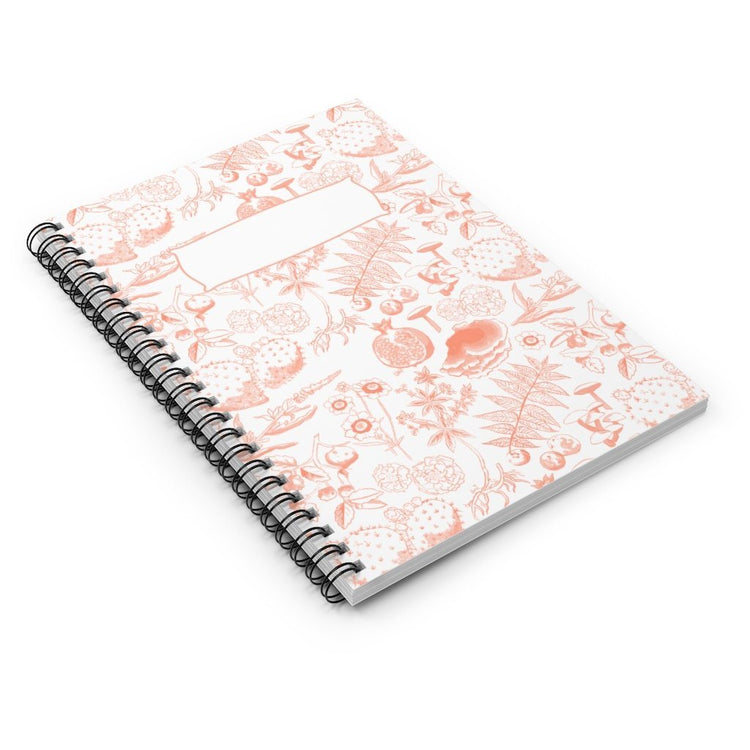 Pink Botanica Spiralbound Notebook w/ Nameplate Paper products Printify