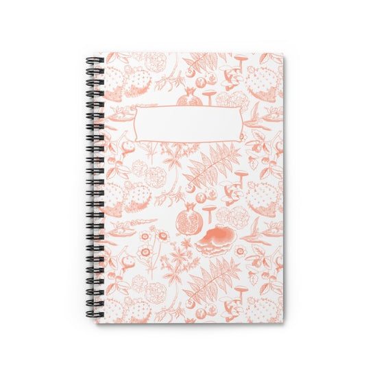 Pink Botanica Spiralbound Notebook w/ Nameplate Paper products Printify