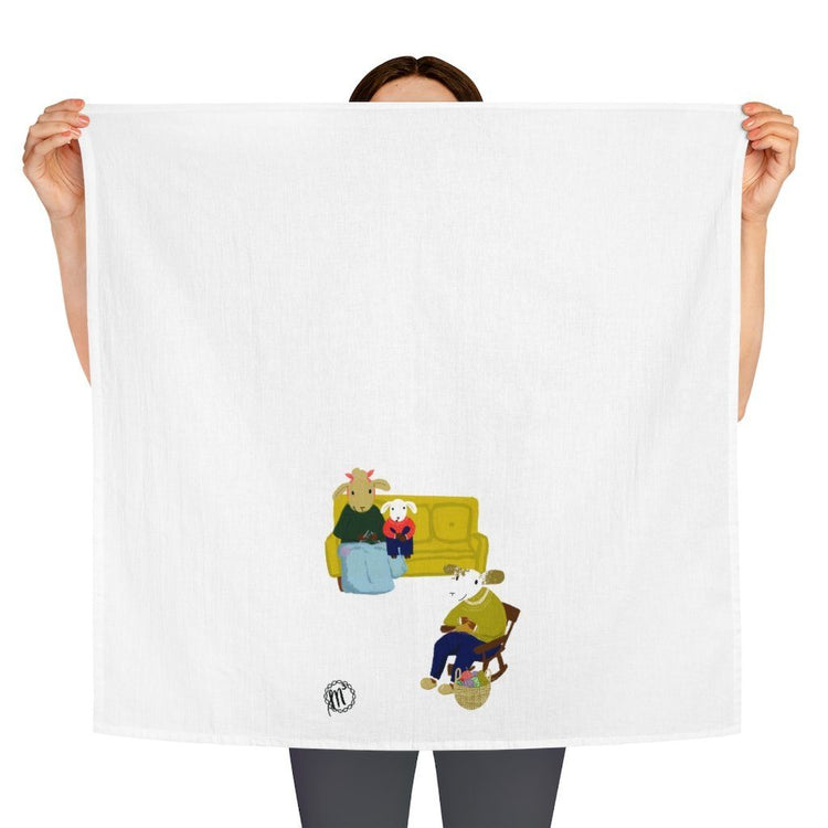 Sheep Activities Tea Towel Knitting Home Decor Printify 