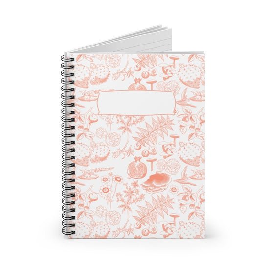 Pink Botanica Spiralbound Notebook w/ Nameplate Paper products Printify