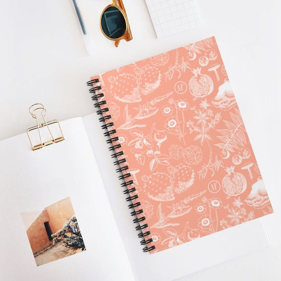 Pink Inverse Botanica Spiralbound Notebook w/ Nameplate Paper products Printify Spiral Notebook