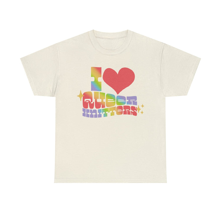 I Heart Queer Knitters Tee T-Shirt Printify Natural S