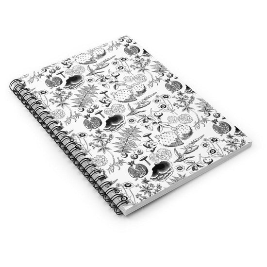 Black Outlines Botanica Spiralbound Notebook Paper products Printify