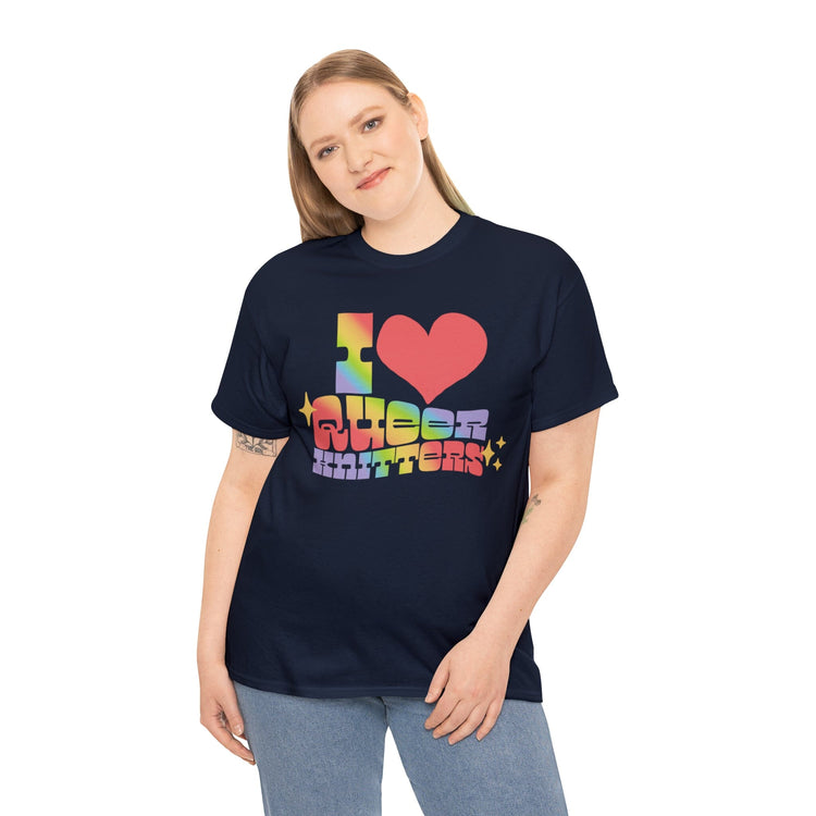 I Heart Queer Knitters Tee T-Shirt Printify 