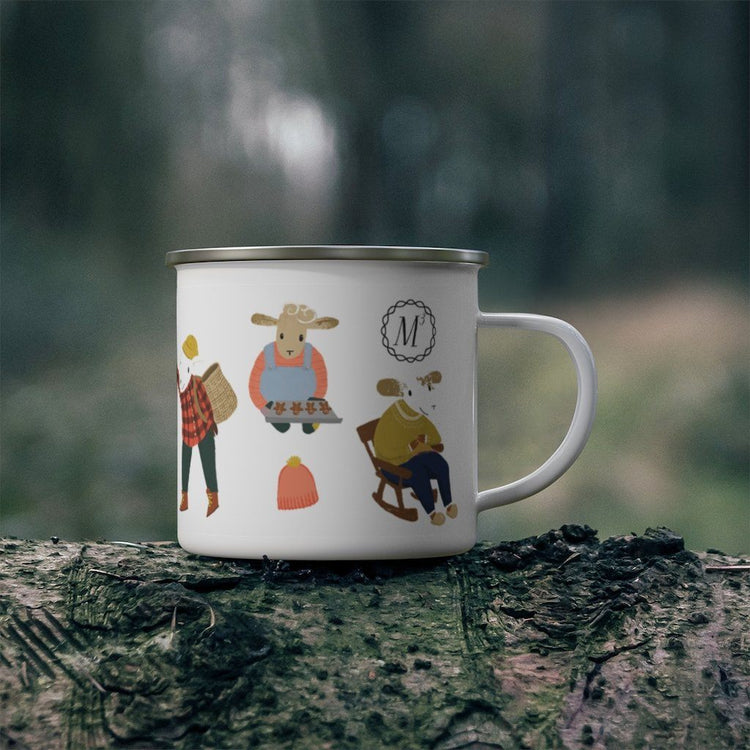 Sheep Activities Enamel Camping Mug Mug Printify 12oz