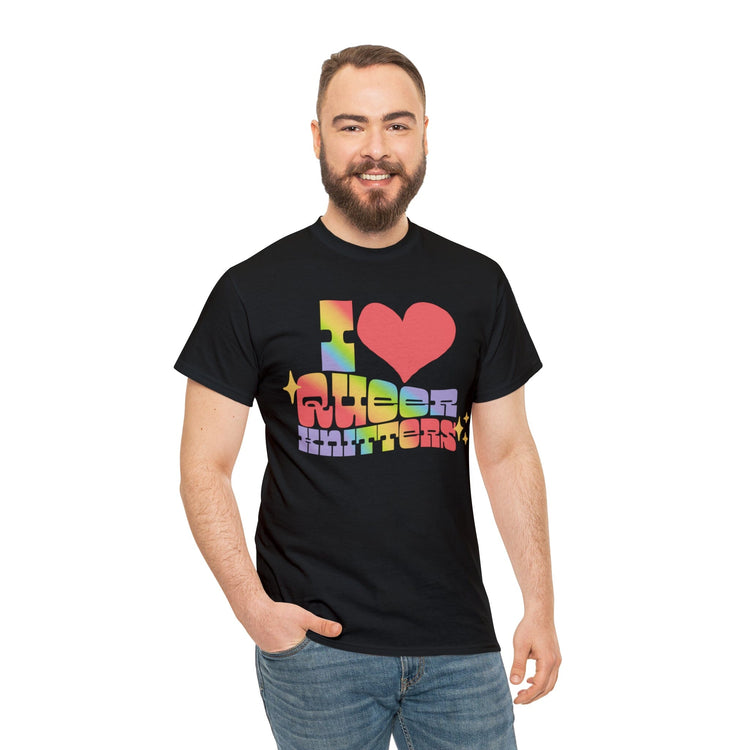 I Heart Queer Knitters Tee T-Shirt Printify 