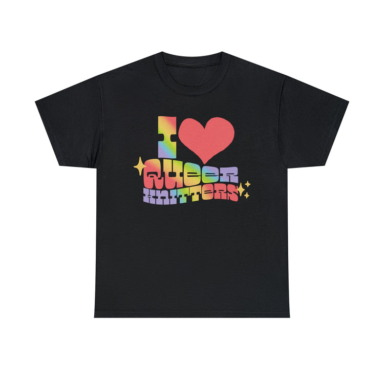 I Heart Queer Knitters Tee T-Shirt Printify Black S