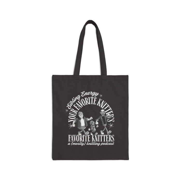 Your Favorite Knitter's Favorite Knitters Sibling Energy Tote Bag Bags Printify Black 15" x 16" 