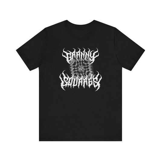 Metal Logo Granny Square T-Shirt T-Shirt Printify Black S 