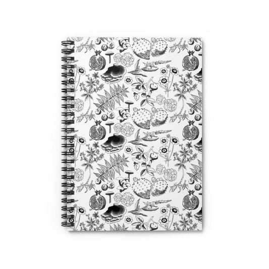 Black Outlines Botanica Spiralbound Notebook Paper products Printify 