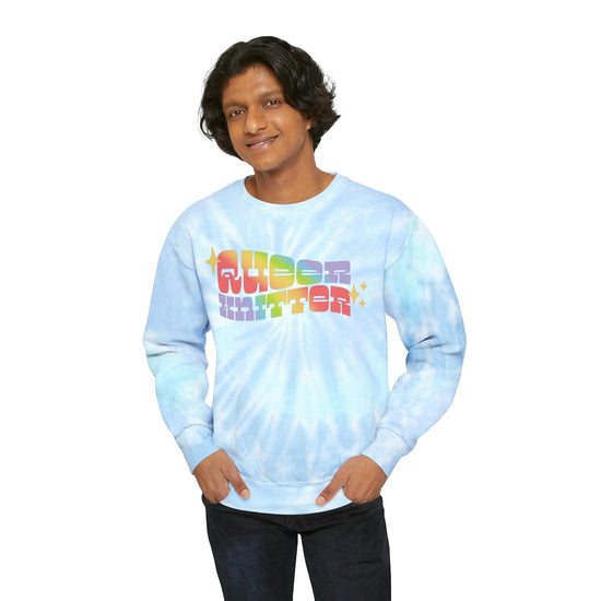 Queer Knitter Tie-Dye Sweatshirt Sweatshirt Printify 