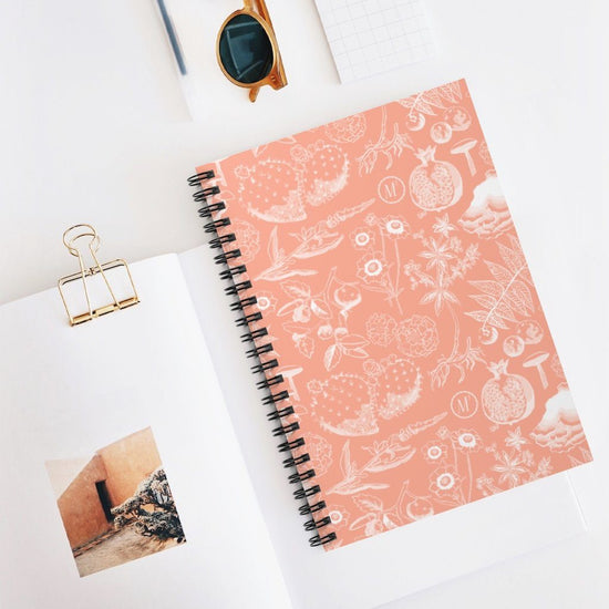 Pink Inverse Botanica Spiralbound Notebook w/ Nameplate Paper products Printify Spiral Notebook 