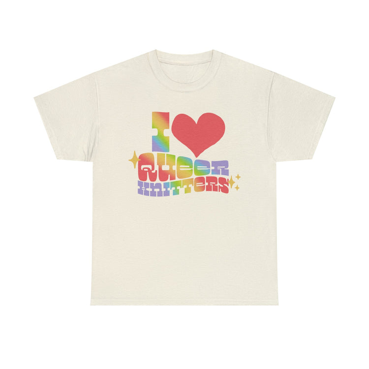I Heart Queer Knitters Tee T-Shirt Printify Natural S 
