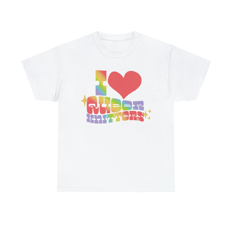 I Heart Queer Knitters Tee T-Shirt Printify White S 