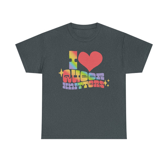 I Heart Queer Knitters Tee T-Shirt Printify Dark Heather S 