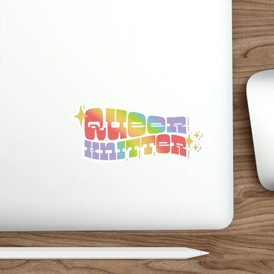Queer Knitter Sticker Paper products Printify 