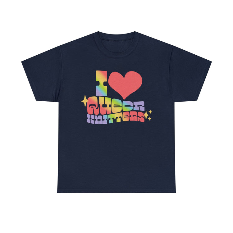 I Heart Queer Knitters Tee T-Shirt Printify Navy S 