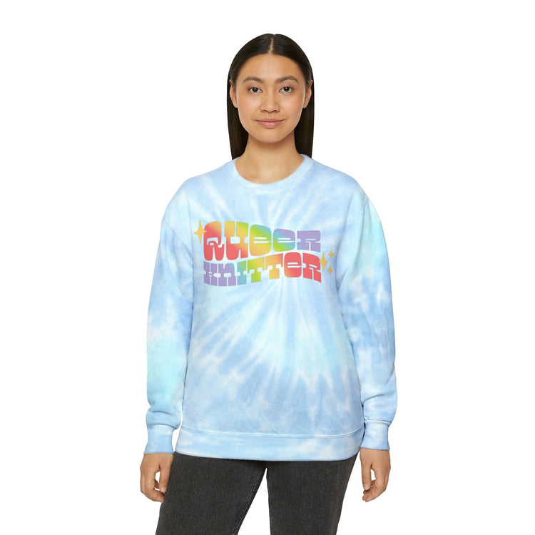Queer Knitter Tie-Dye Sweatshirt Sweatshirt Printify 