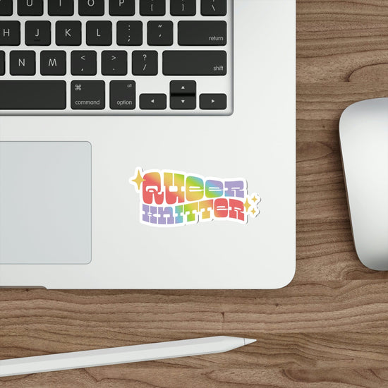 Queer Knitter Sticker Paper products Printify 