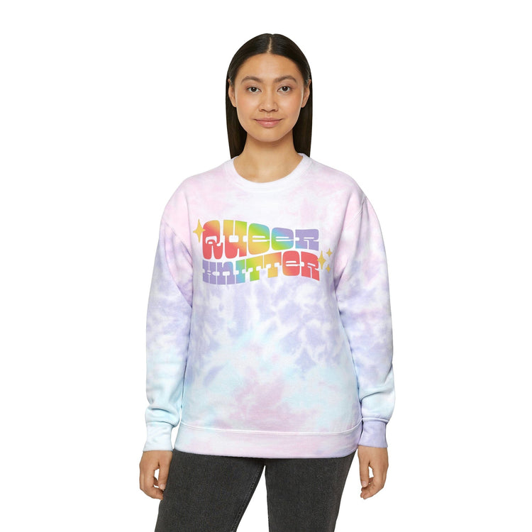 Queer Knitter Tie-Dye Sweatshirt Sweatshirt Printify 