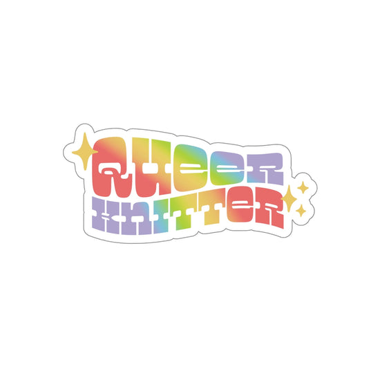 Queer Knitter Sticker Paper products Printify White Die-Cut 5" × 5"